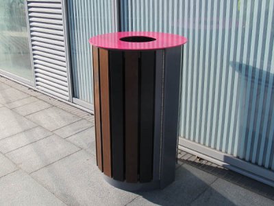 arc4t - Arca敞开式顶部垃圾箱,有木条。(定制版,带有各种颜色污渍的改性软木板)