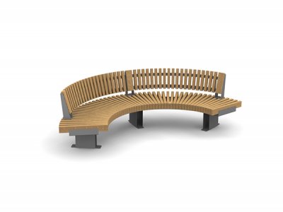 铁路边缘座椅组件包括弯曲的开始和结束模块与弯曲的外部靠背。