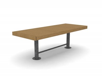 元件2450mm长x 960mm宽的桌子,带有木条、木饰板和不锈钢柱支架