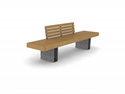 2.4米长凳,木条,木面板,镀锌开箱支撑和中间人靠背(ELEM112F2020-4251HNG)