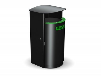 ARC 5F - PPC黑色Arca垃圾箱配有盖子和绿色边缘