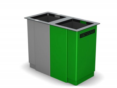 arc6d - PPC灰色和绿色双Arca bin与烟头和激光切割图形