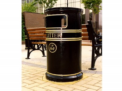 COV803 LR考文特花园大圆形铸铁垃圾箱配牌匾(专用委员会)