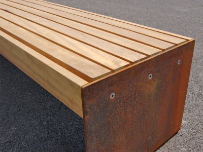 1.8米工作台,中等木条和耐候钢板(ELMS105P6969-BENCHNG)