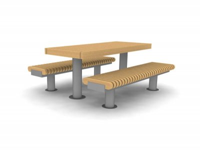 铁路循环野餐桌与铁路窄长凳