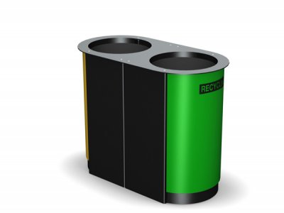 ARC 3D-PPC黑色双Arca垃圾箱，带PPC geen面板