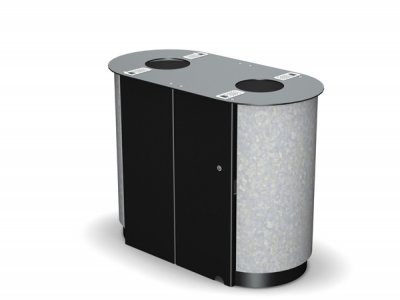 ARC 4D-PPC黑框双Arca垃圾箱，带有镀锌成品面板和烟蒂