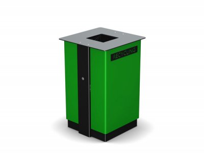arc7 - Arca垃圾箱PPC黑色钢结构和绿色体与激光切割图形