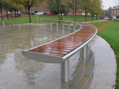 天顶地平线弯曲工作台(特殊)不锈钢与iroko木板条