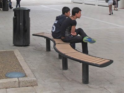 天顶地平线弯曲工作台，PPC黑色与木塑料复合(WPC)板条